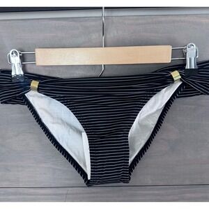 ViX Paula Hermanny Jacie Bia Tube Full Bikini Bottom Black White Stripe Medium